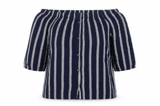 Atmosphere Womens Blue Striped  Basic Blouse Size 12