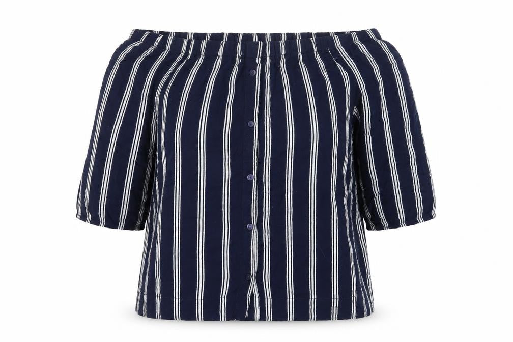 Atmosphere Womens Blue Striped  Basic Blouse Size 12