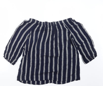 Back view of Atmosphere women’s blue striped basic blouse, size UK 12