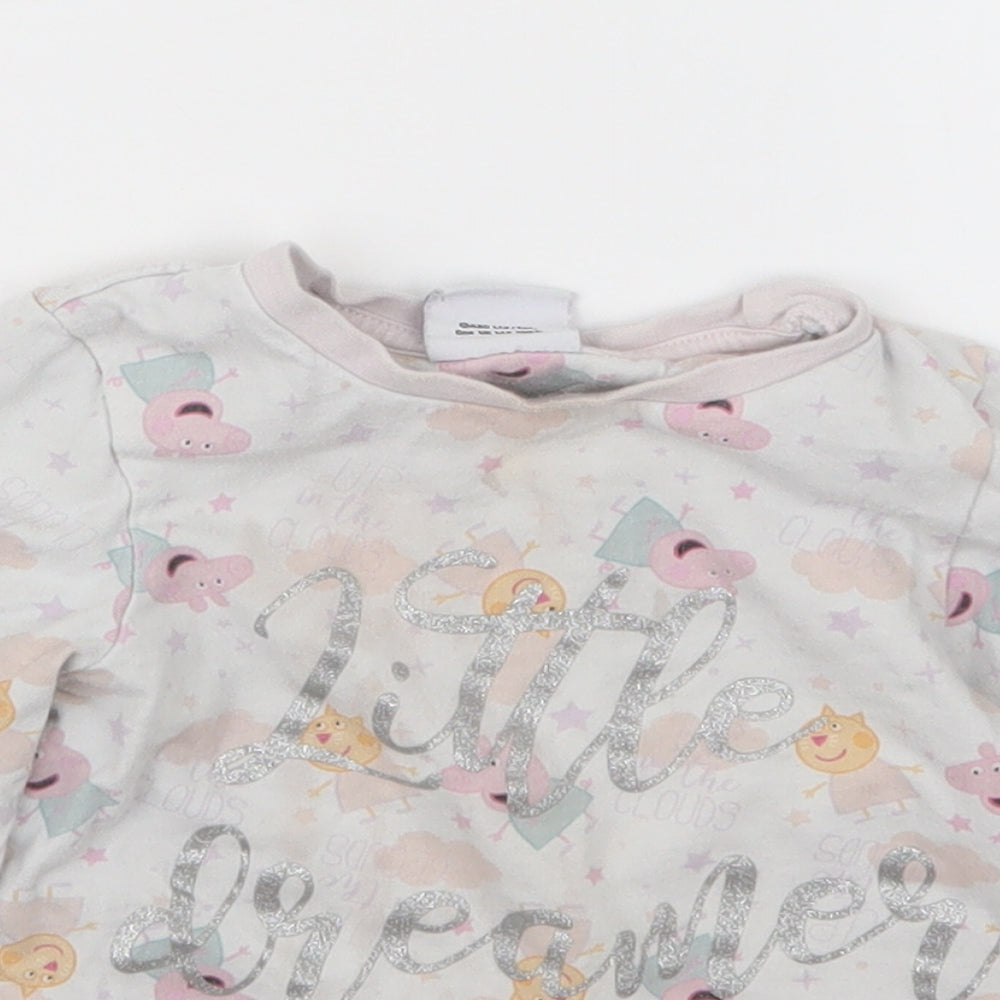 George Girls Grey Geometric  Babydoll Pyjama Top Size 18-24 Months  - Peppa Pig