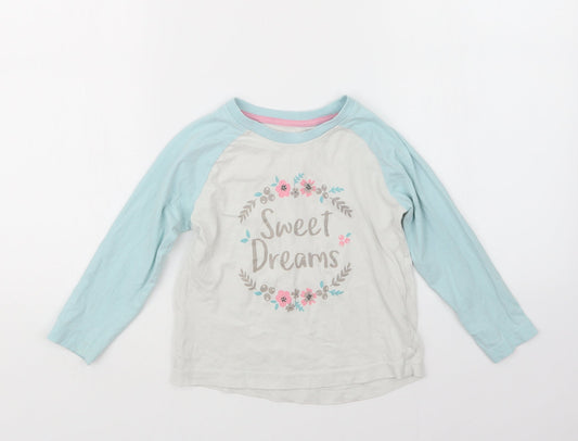 Matalan Girls Blue Geometric  Top Pyjama Top Size 5 Years