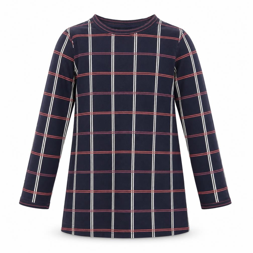 Crafted Girls Blue Check  Basic T-Shirt Size 11-12 Years