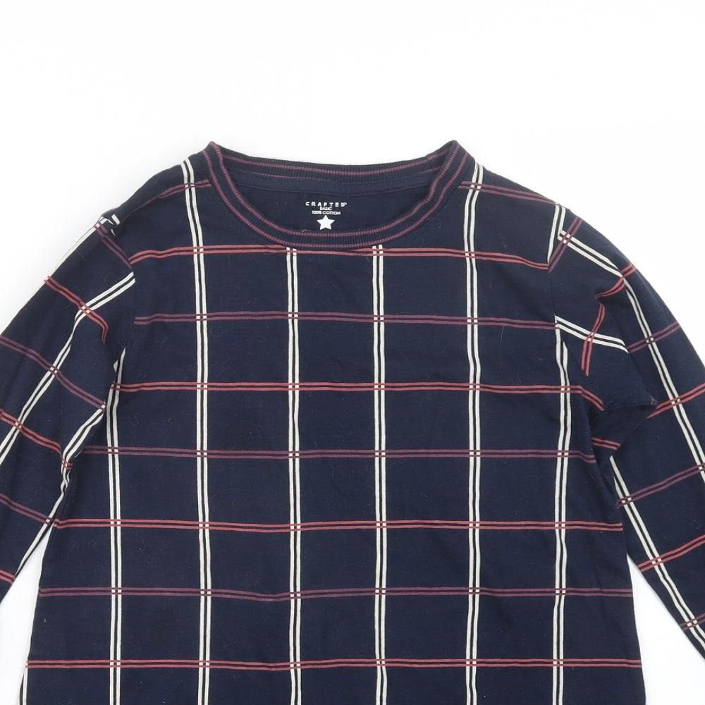 Crafted Girls Blue Check  Basic T-Shirt Size 11-12 Years