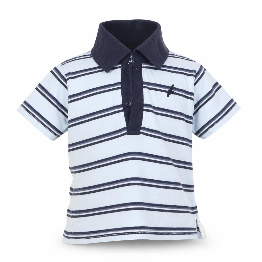 Matalan Boys Blue Striped  Basic Polo Size 6-9 Months