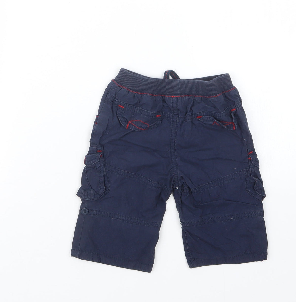 Back view of Tu boys’ blue cropped trousers, size 3-6, months