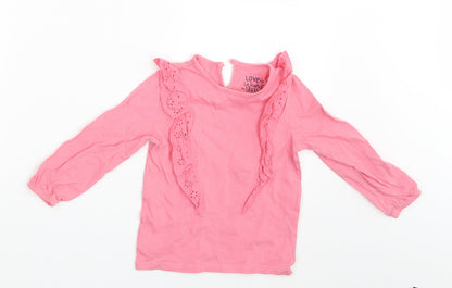 Additional front view of F&F girls’ pink basic t-shirt, size 24, months