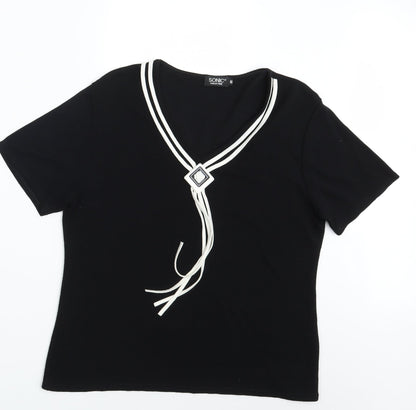 Preloved Sonic Womens Black   Basic T-Shirt Size 16 - Front