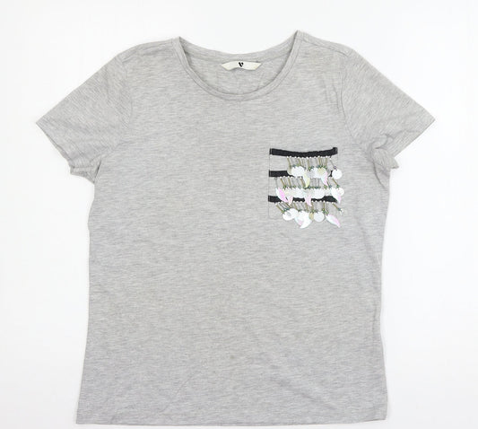 Very Womens Grey  Jersey Basic T-Shirt Size 10