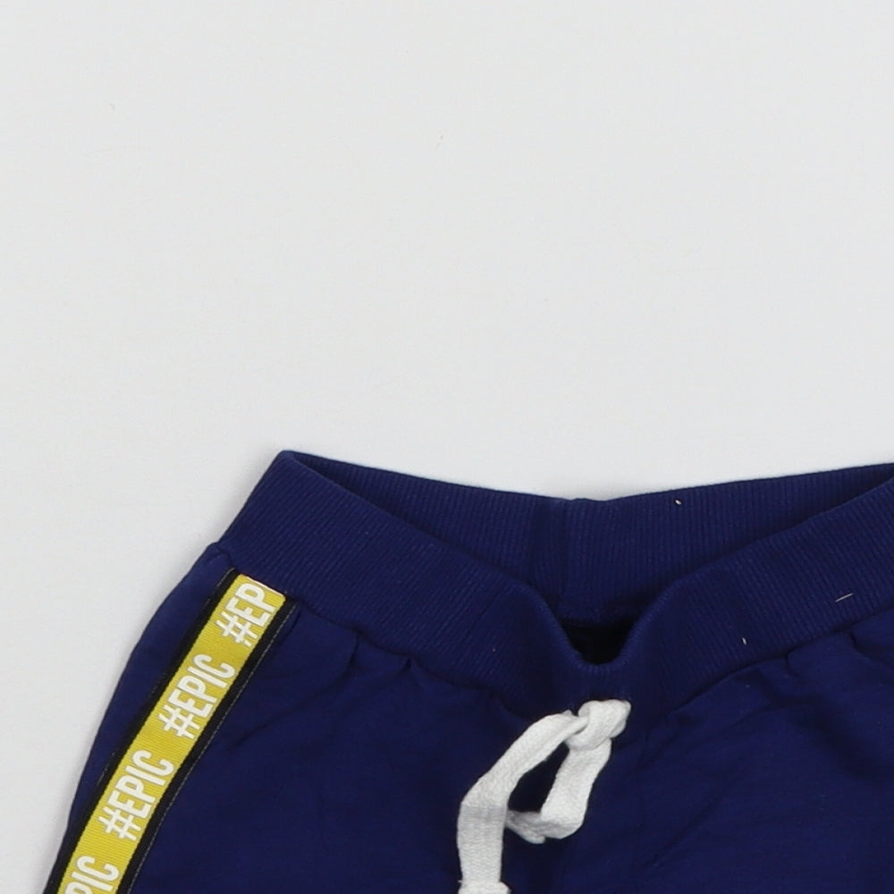 Preworn Boys Blue Striped Jersey Cropped Trousers Size 12 Months  - Epic