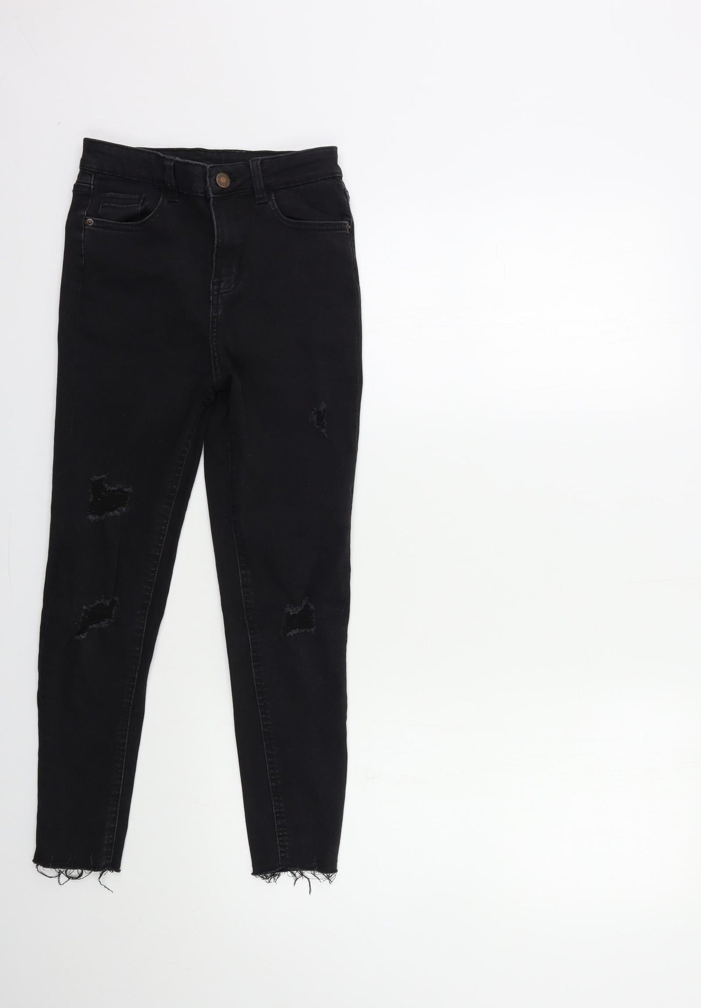 Preworn Womens Black  Denim Skinny Jeans Size 23 in L23 in