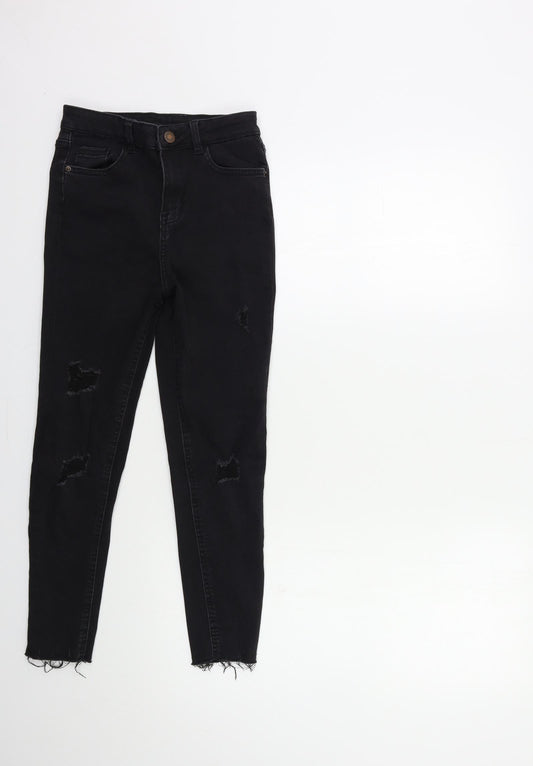 Preworn Womens Black  Denim Skinny Jeans Size 23 in L23 in