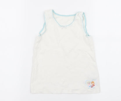 Additional front view of Marks & Spencer girls’ white basic tank, size 6-7, years