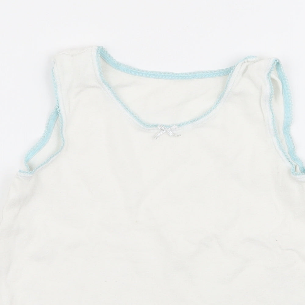 M&S Girls White   Basic Tank Size 6-7 Years