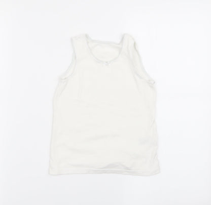 Front view of Marks & Spencer girls’ white basic tank, size 7-8, years