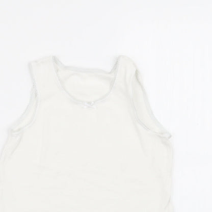 Close-up detail of Marks & Spencer girls’ white basic tank, size 7-8, years