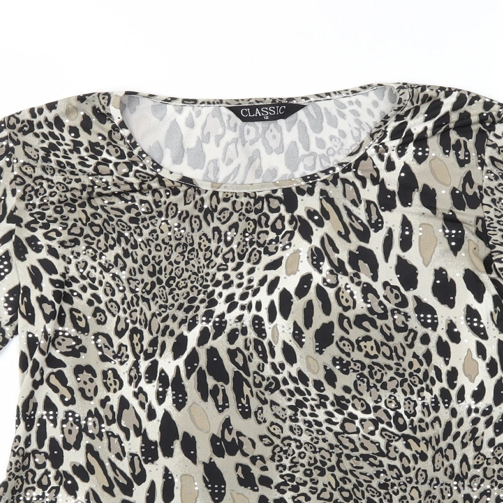 Classic Womens Multicoloured Animal Print  Basic T-Shirt Size 12