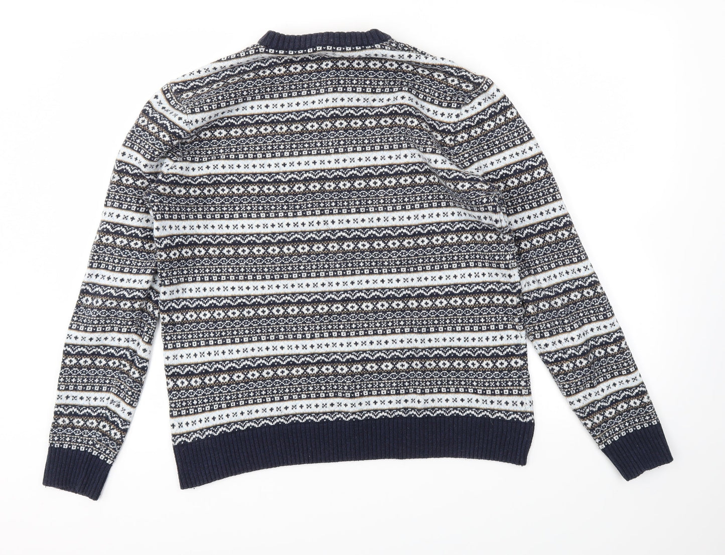 F&F Mens Blue Argyle/Diamond  Pullover Sweatshirt Size L