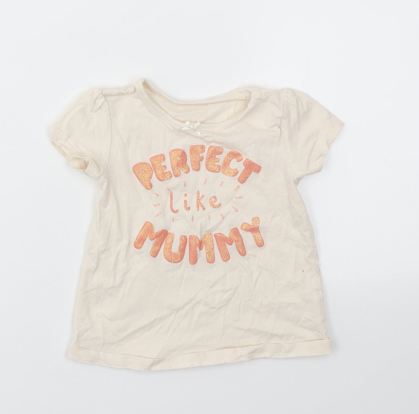 George Girls Ivory   Basic T-Shirt Size 9-12 Months