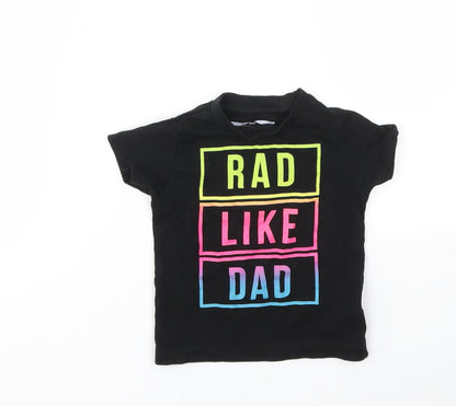 Front view of Next girls’ black basic t-shirt, size 6-9, months