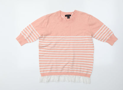 Primark Womens Pink Striped  Pullover Jumper Size 16