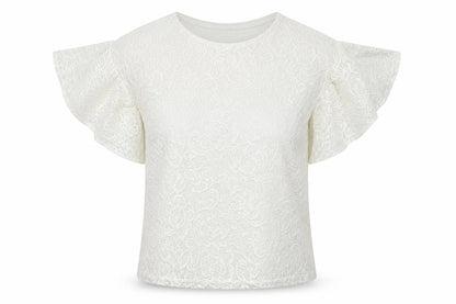Front view of Atmosphere women’s white lace basic blouse, size UK 4