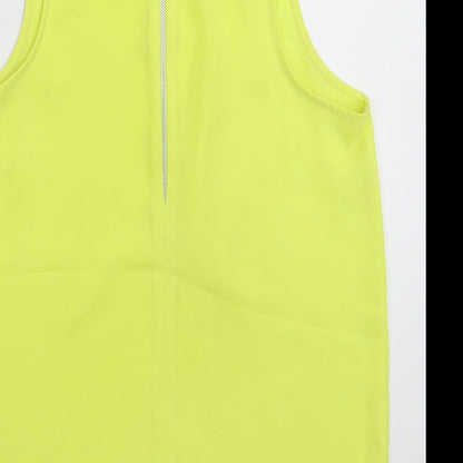 Brand and care label for Atmosphere women’s yellow satin basic tank, size UK 12