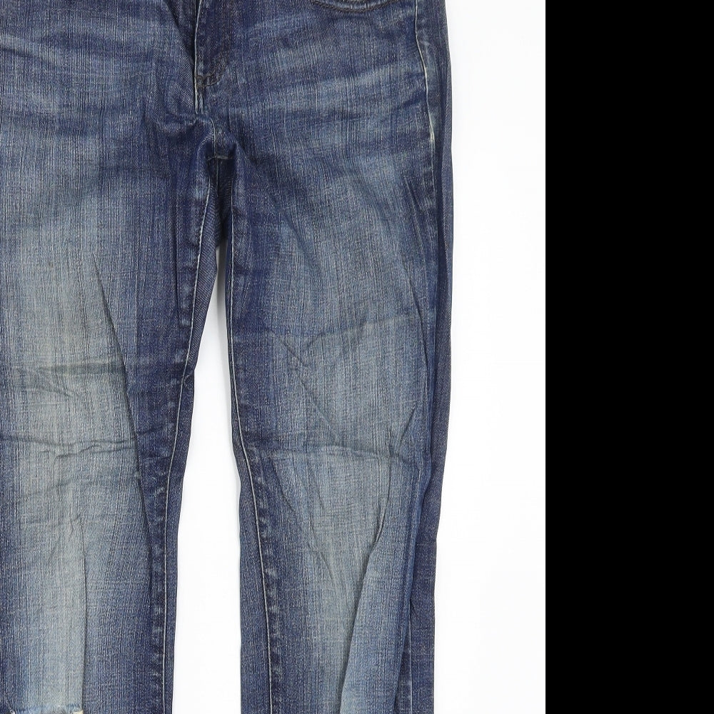 Preloved M&S Womens Blue  Denim Straight Jeans Size 10 L27 in - Detail