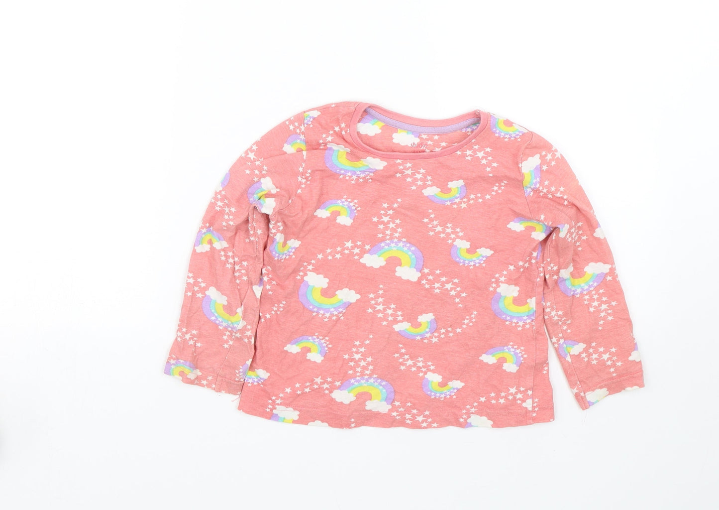 Studio Girls Pink   Basic T-Shirt Size 5-6 Years  - Rainbow