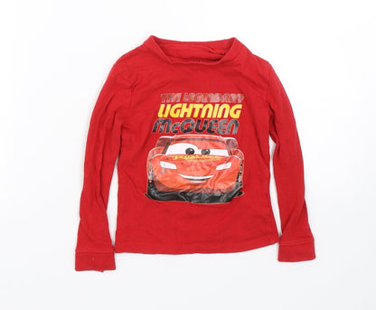 Preloved Character.com Boys Red   Basic T-Shirt Size 4 Years  - Cars - Front