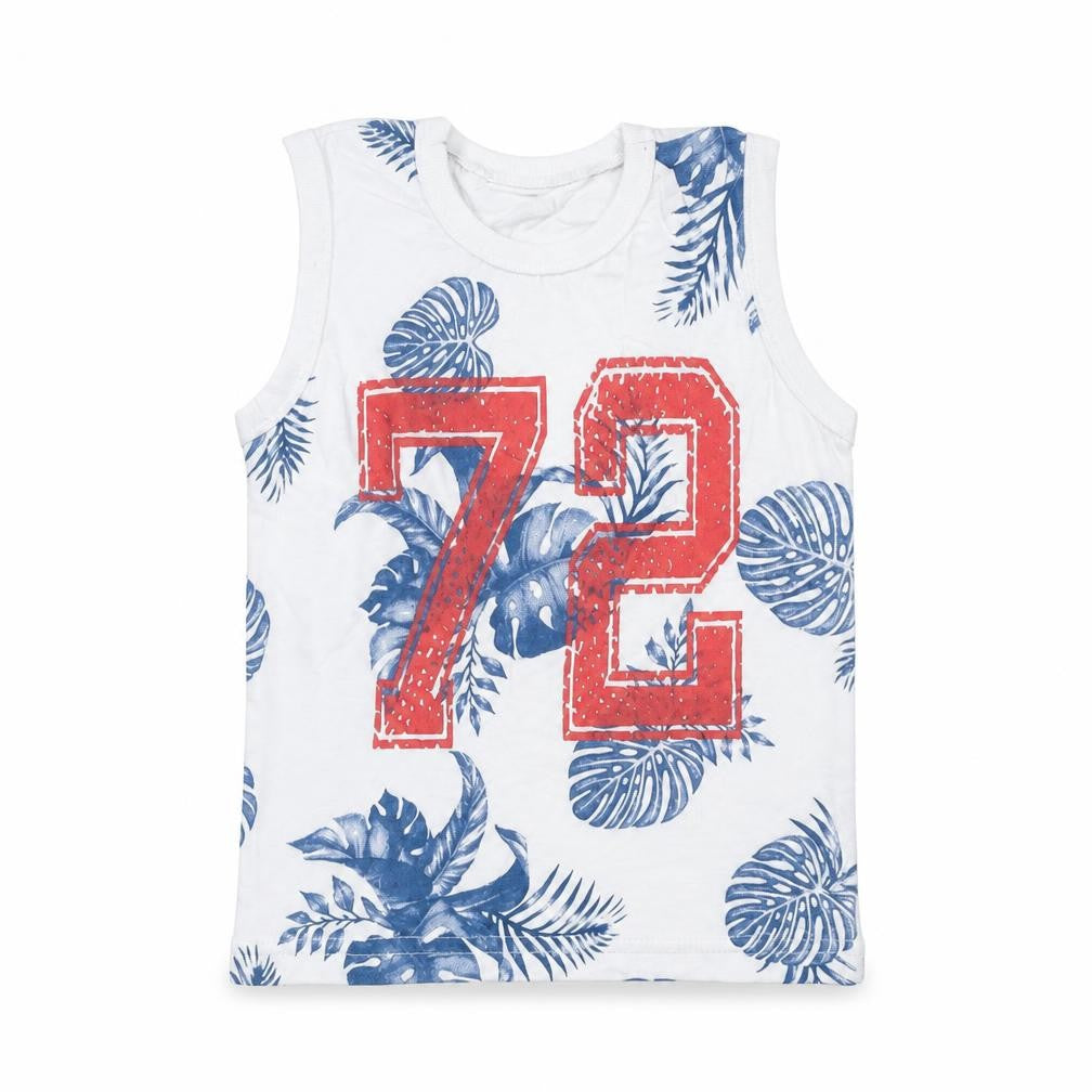 Preworn Boys White Floral  Basic Tank Size 3 Years