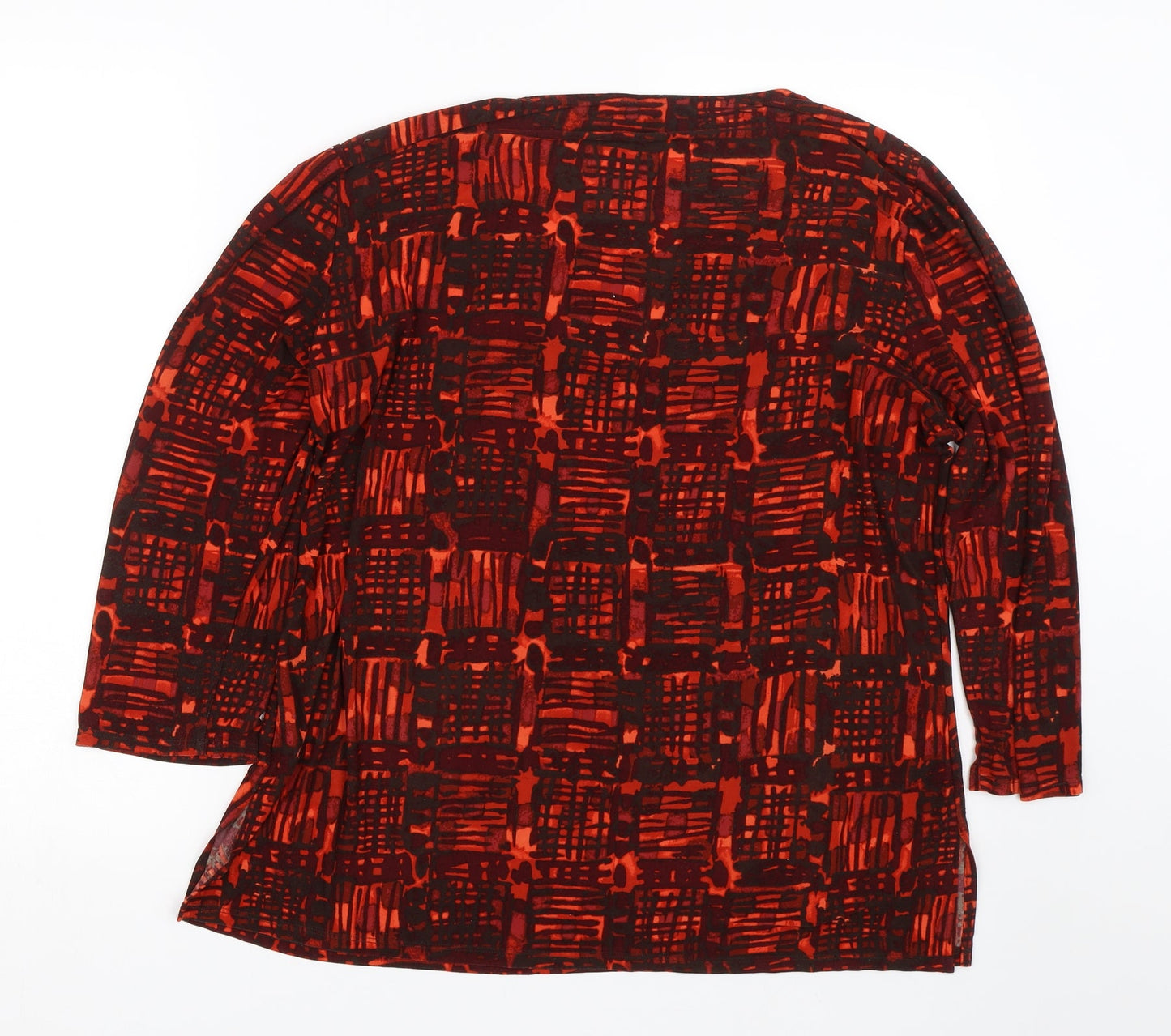 Rafaella Womens Orange Geometric  Basic T-Shirt Size L