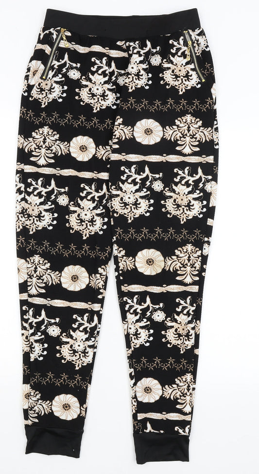 Preworn Womens Black Paisley  Capri Trousers Size S L27 in