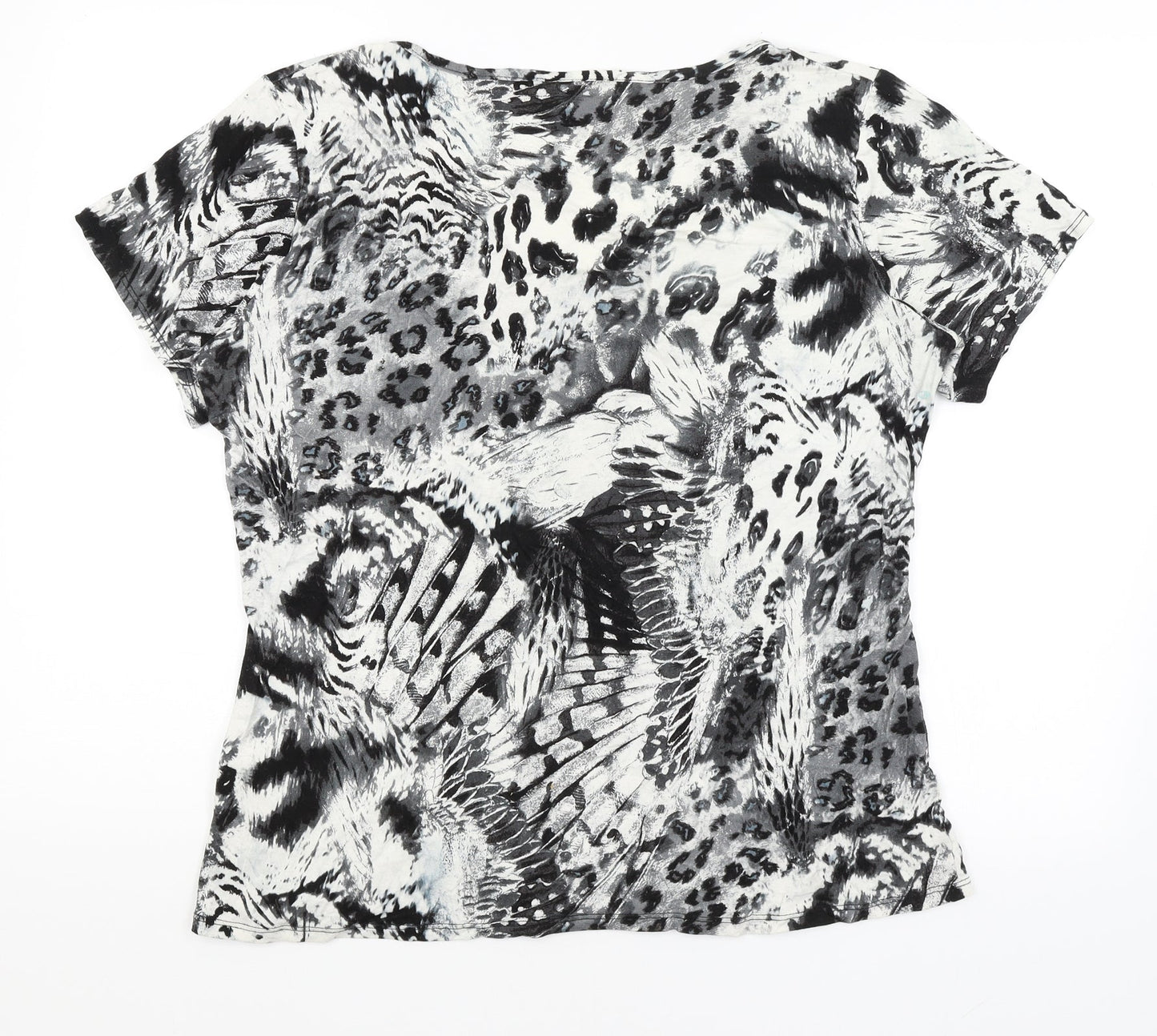 Reflections Womens White Animal Print  Basic T-Shirt Size 2XL
