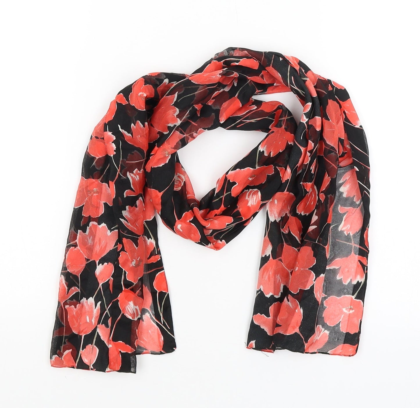 Preworn Womens Black Floral   Scarf