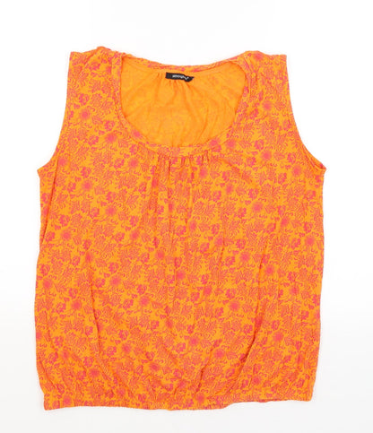 Front view of Atmosphere women’s orange paisley basic blouse, size UK 16