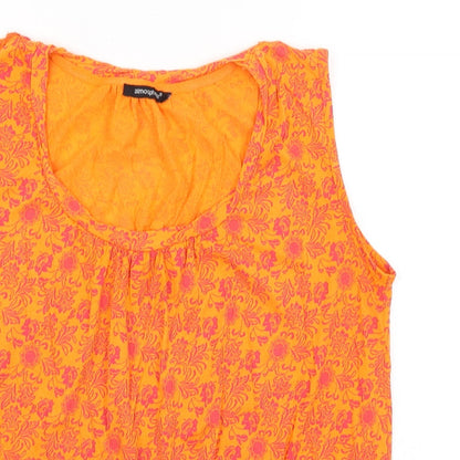 Close-up detail of Atmosphere women’s orange paisley basic blouse, size UK 16