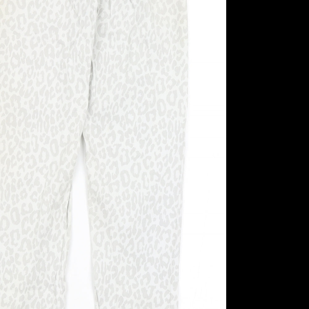 Moda Womens White Animal Print  Trousers  Size S L27 in