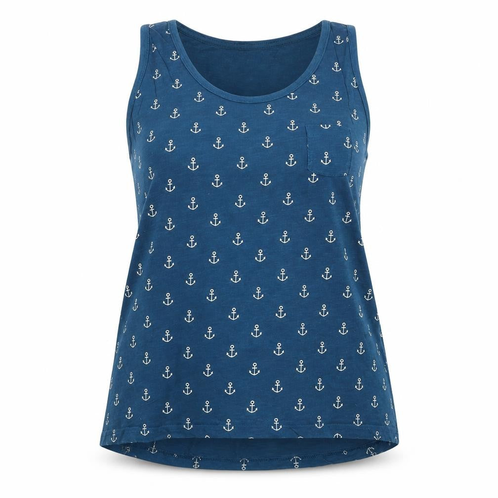 Avenue Womens Blue   Basic Tank Size 16  - Anchors