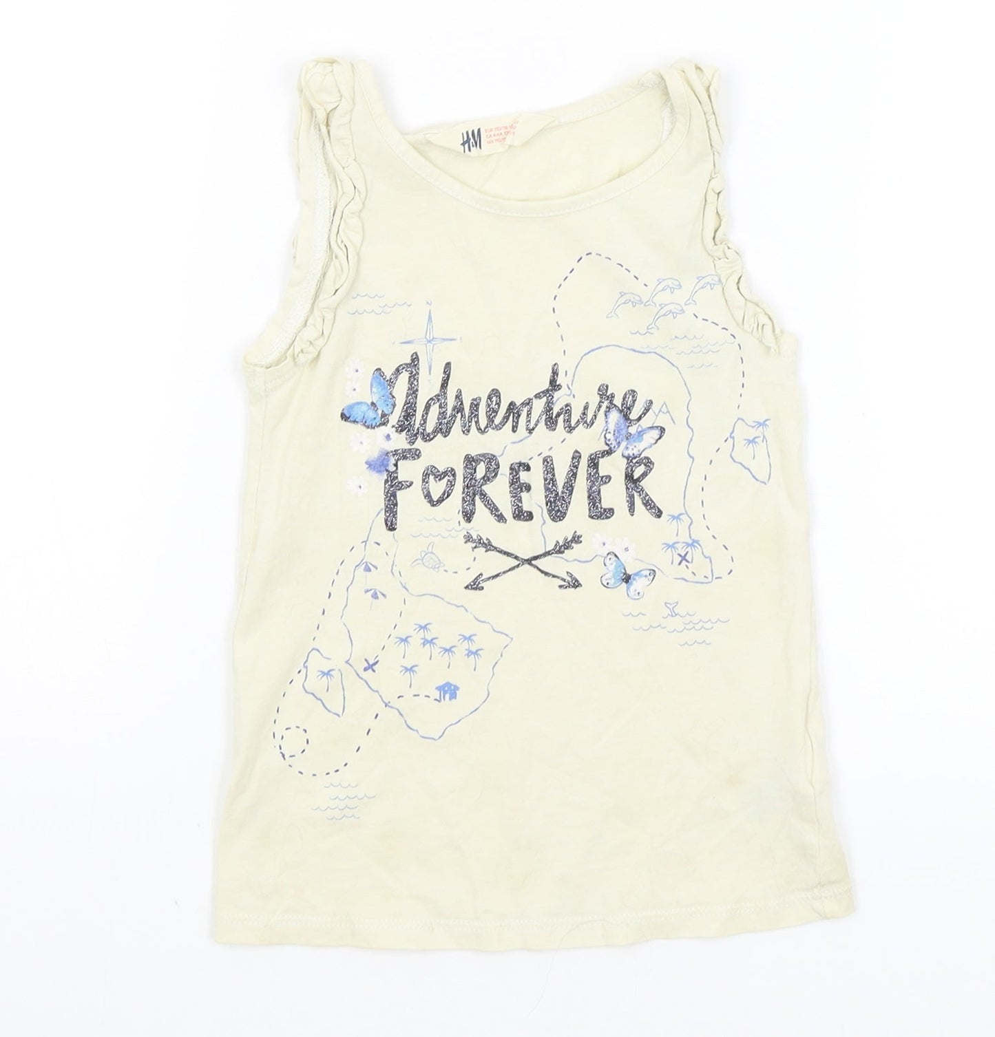 H&M Girls Yellow   Basic Tank Size 5-6 Years  - Adventure Forever