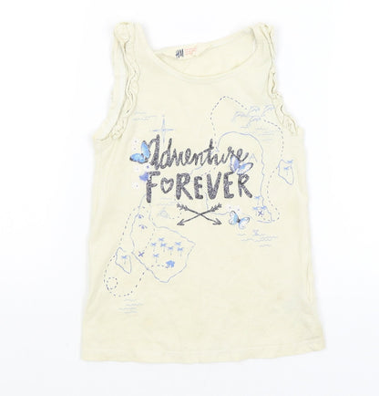 Additional front view of H&M girls’ yellow basic tank, size 5-6, years - adventure forever