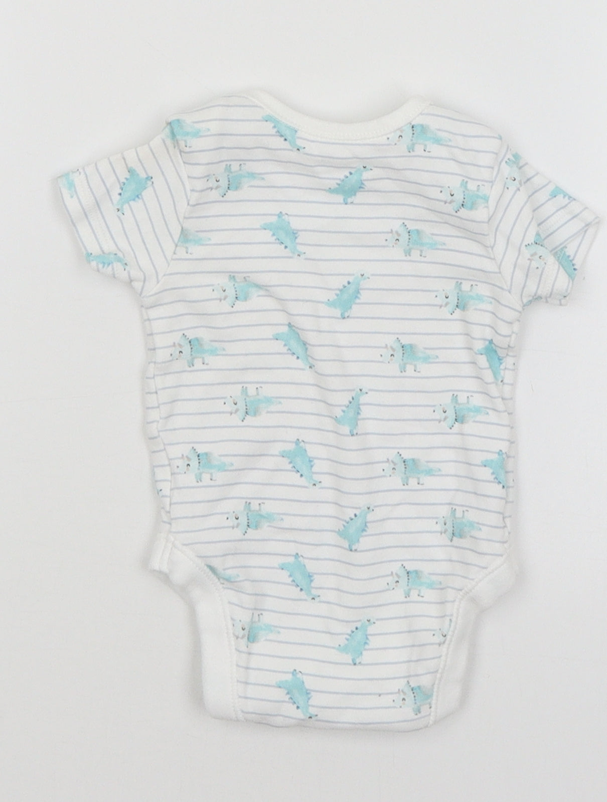 George Baby White Striped  Romper One-Piece Size 3-6 Months  - Dinosaurs