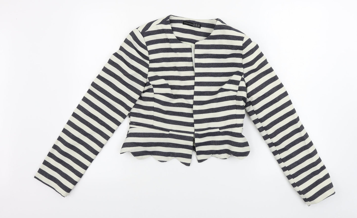 Atmosphere Womens Beige Striped  Jacket Coat Size 8