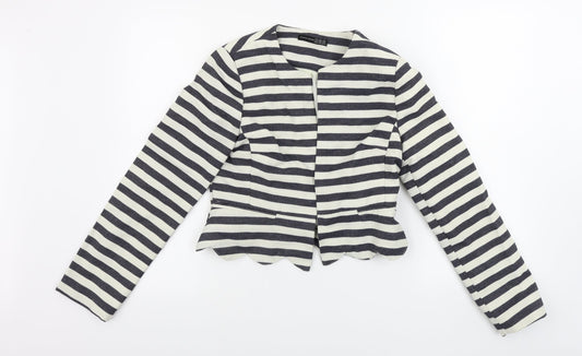 Atmosphere Womens Beige Striped  Jacket Coat Size 8