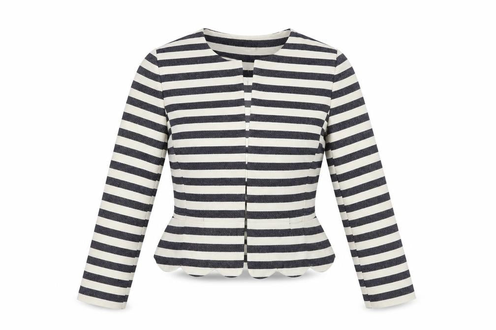 Atmosphere Womens Beige Striped  Jacket Coat Size 8