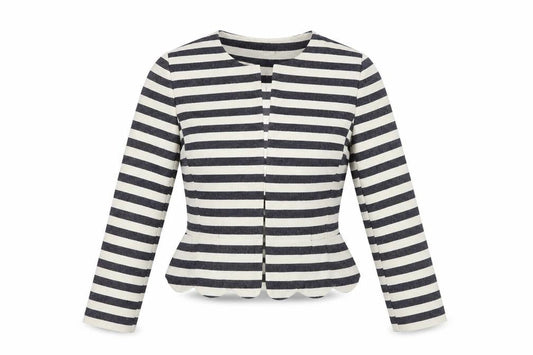 Atmosphere Womens Beige Striped  Jacket Coat Size 8