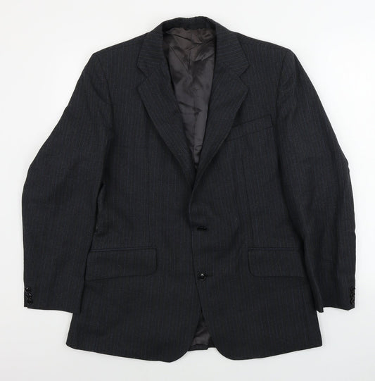 Preworn  Mens Grey Striped  Jacket Blazer Size 38