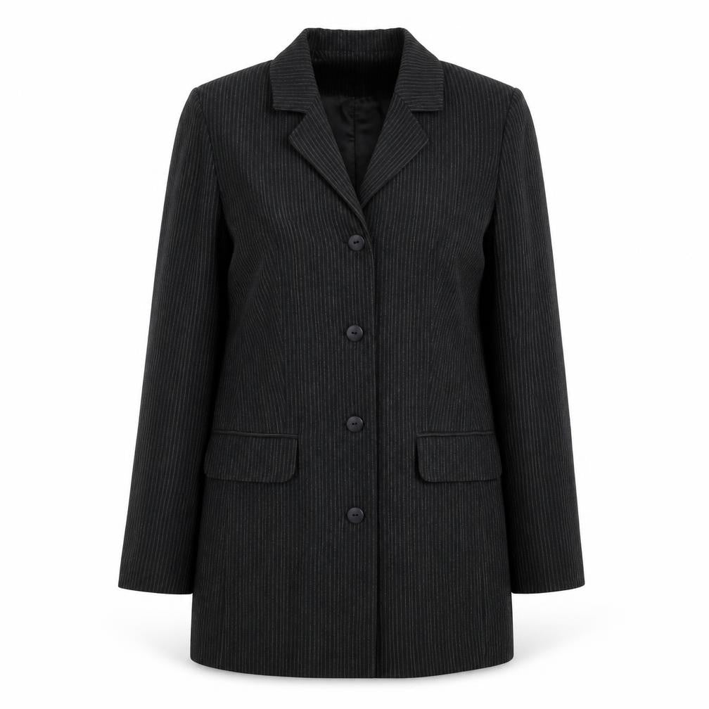 FASHION EXTRA Womens Black Striped  Jacket Blazer Size 12