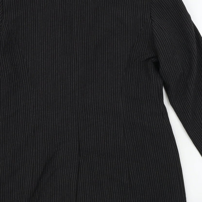Brand and care label for FASHION EXTRA women’s black striped jacket blazer, size UK 12