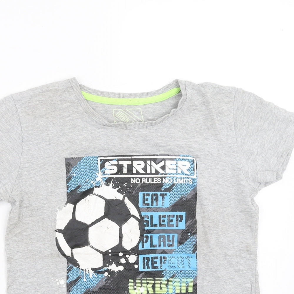 Matalan Boys Grey   Basic T-Shirt Size 10 Years  - Football