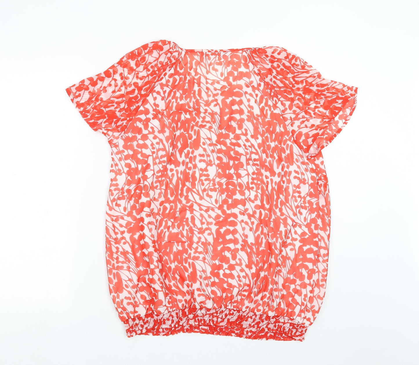 Savoir Womens Red Geometric  Basic Blouse Size 16